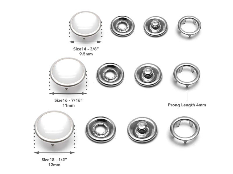 CRAFTMEMORE 20 Sets 10.5MM Cloudy White Pearl Snaps Fasteners Pearl-Like Button for Western Shirt Clothes Popper Studs (Cloudy White) - Image 2